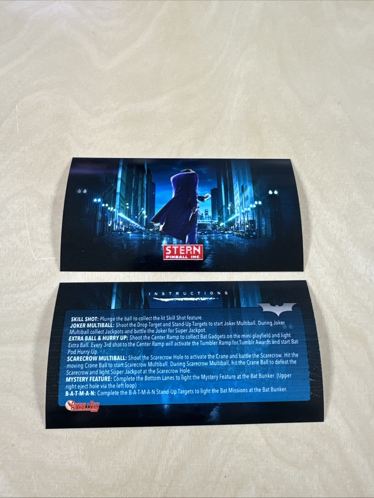 Stern Batman The Dark Knight Pinball Apron Cards