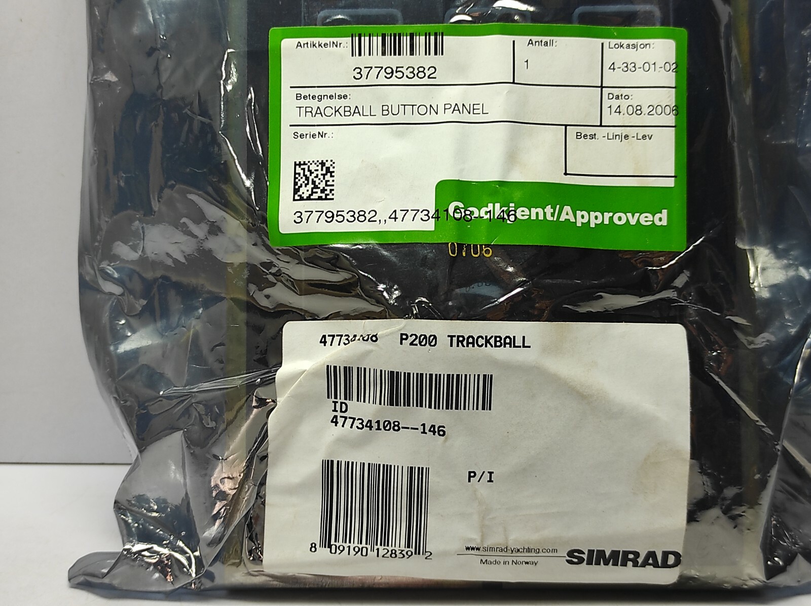 Simrad 47734108 P200 Trackball 47734108-146 Trackball 3 Button