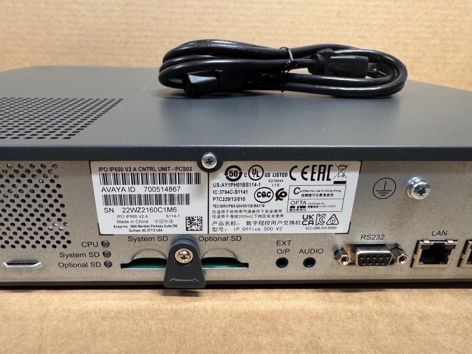 Avaya IP Office 500 IP500 V2A Control Unit 700514867