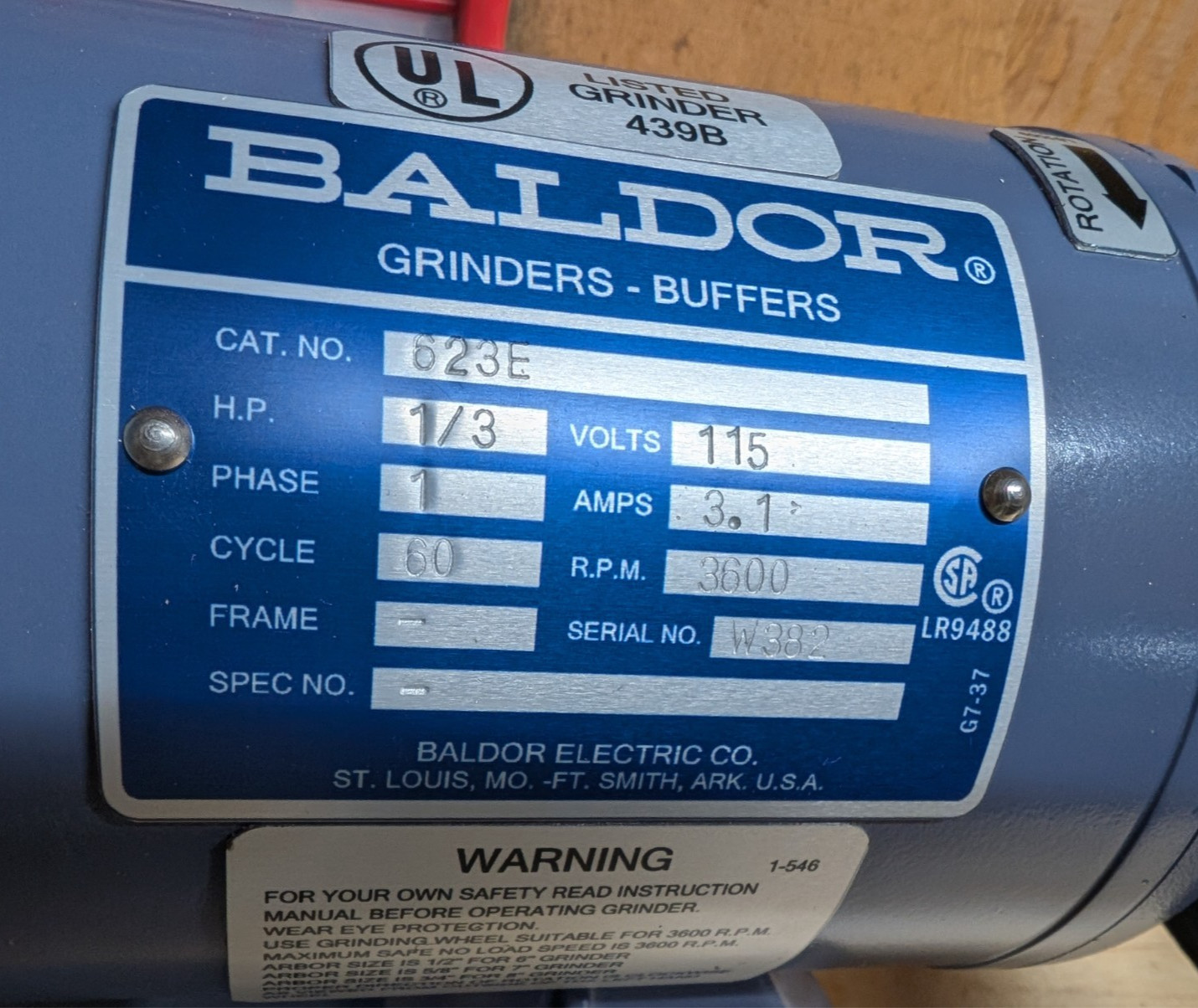 Replacement Bench Grinder Label Set Assorted | Baldor | Sublimated | USA