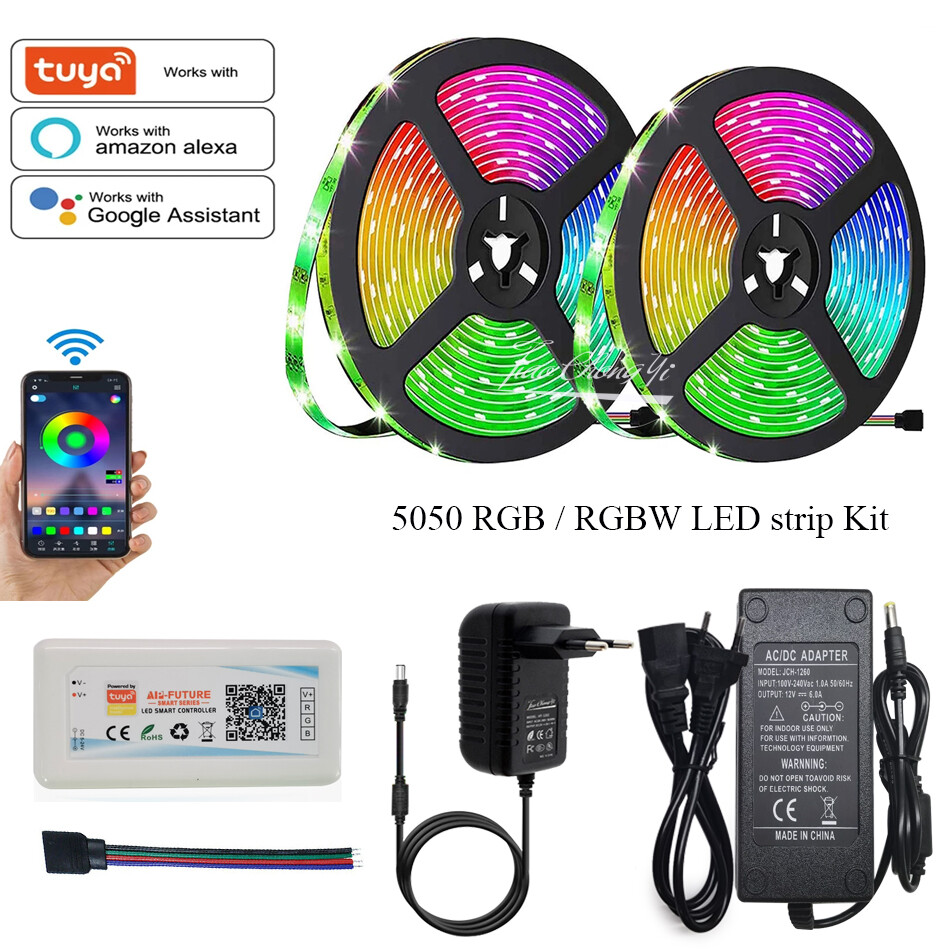 DC12V 5m/10m/ 5050 RGB RGBW RGBCCT LED strip +Tuya WiFi controller control kit
