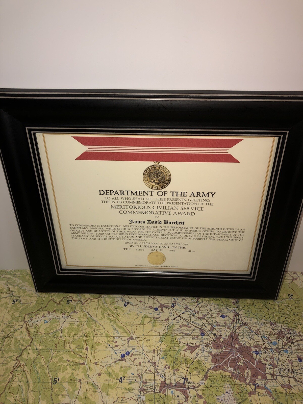MERITORIOUS CIVILIAN SERVICE COMMEMORATIVE AWARD CERTIFICATE ~ Type-1
