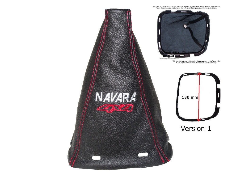 Shift Boot + Plastic Frame For Nissan Navara Frontier 05-12 Leather Embroidery