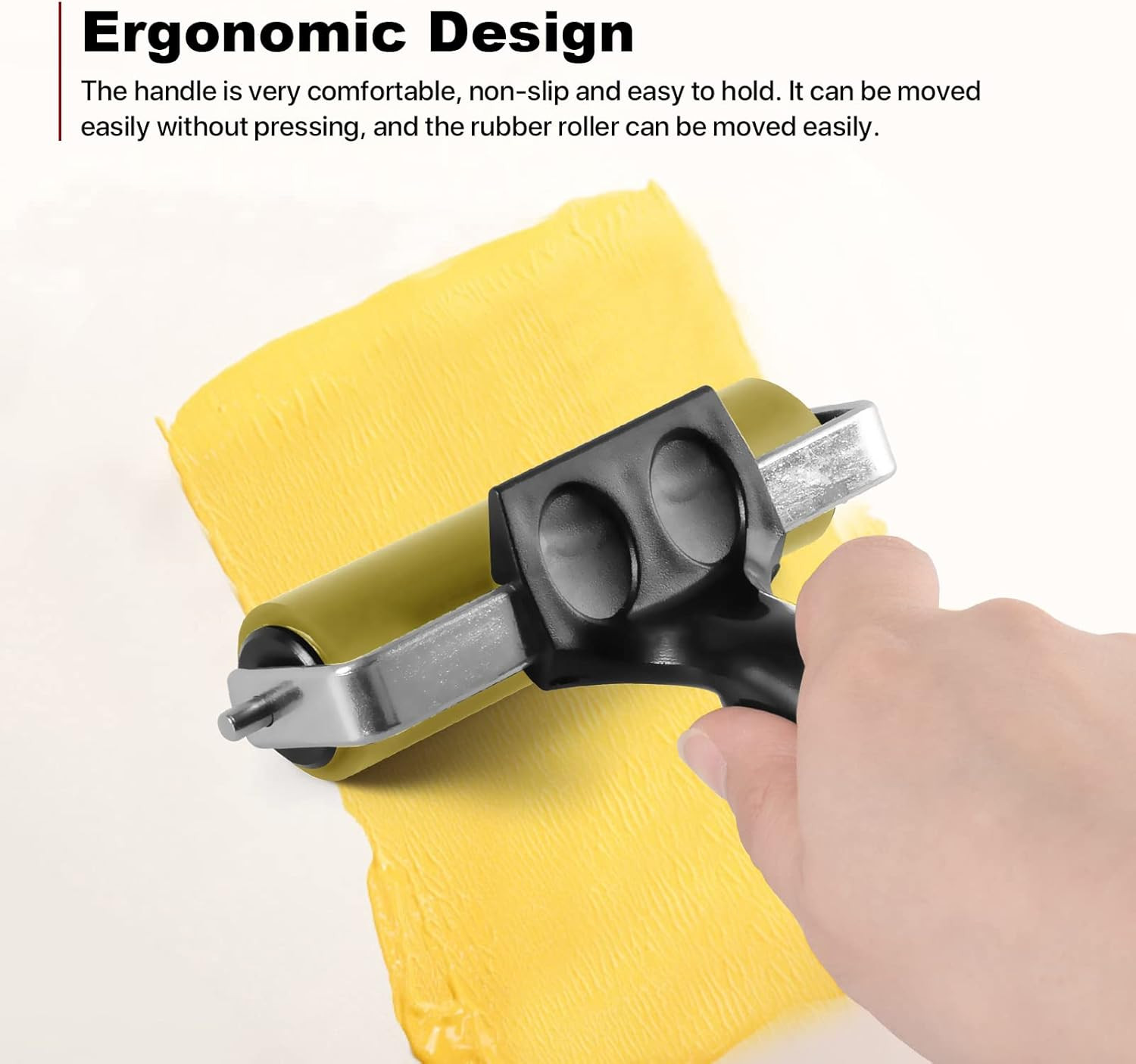 3 Pack Brayer Rollers for Crafting, Vinyl Rubber Roller Brayers, Printmaking Bra