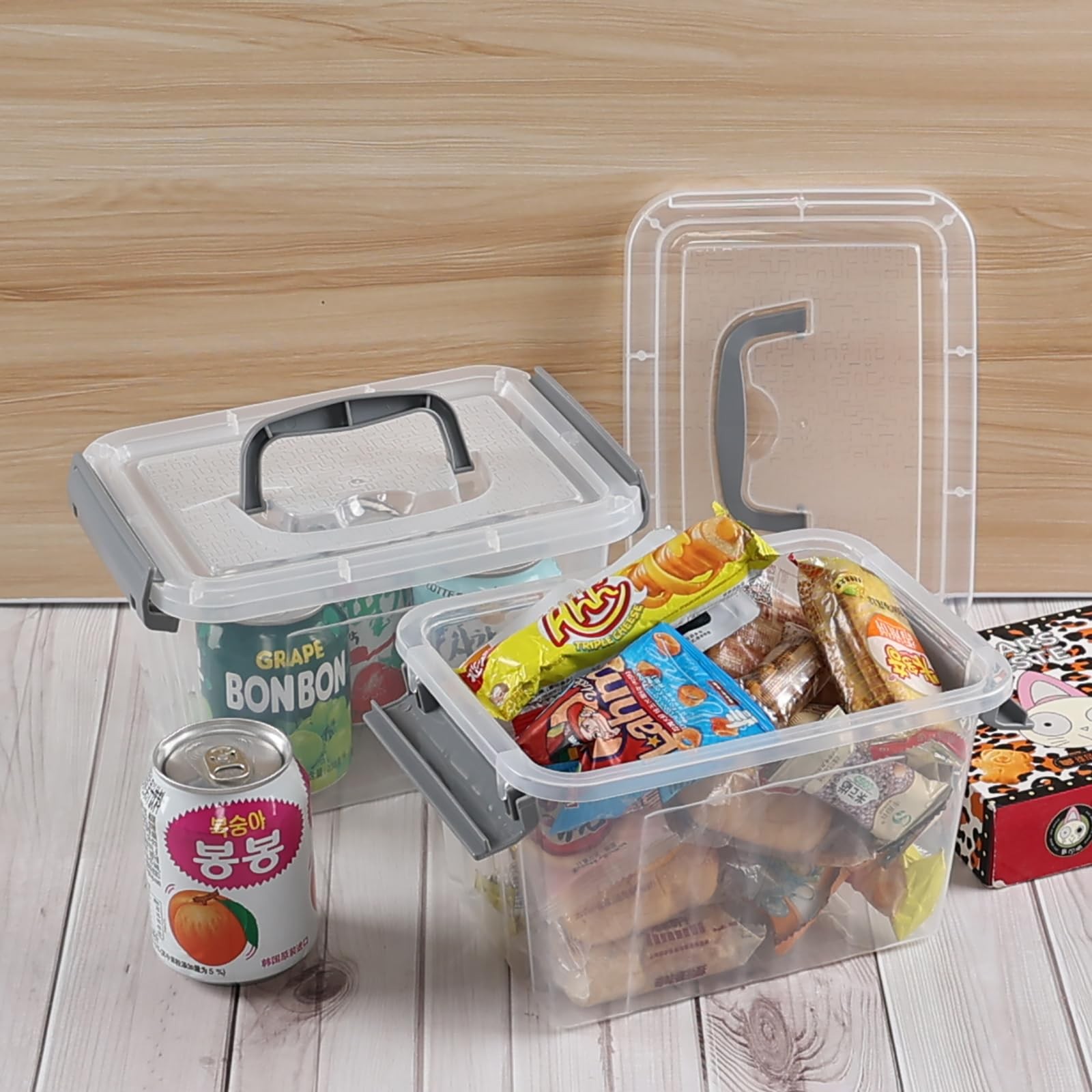 3.5 Quart Small Clear Latching Boxes with Handle, 6 Packs