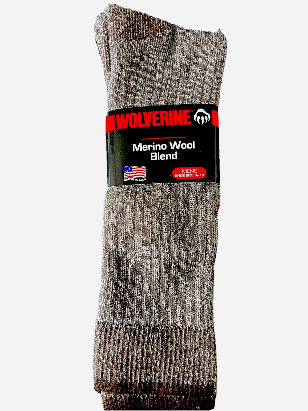 Wolverine Merino Wool Blend Cushioned Boot Socks - Brown Tan