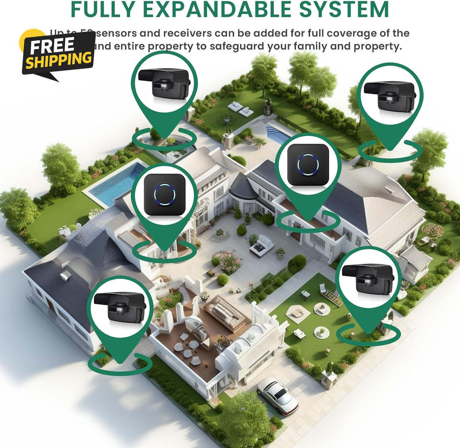 Wireless Driveway Alarm Motion Sensor 600FT Range 58 Chimes Weatherproof