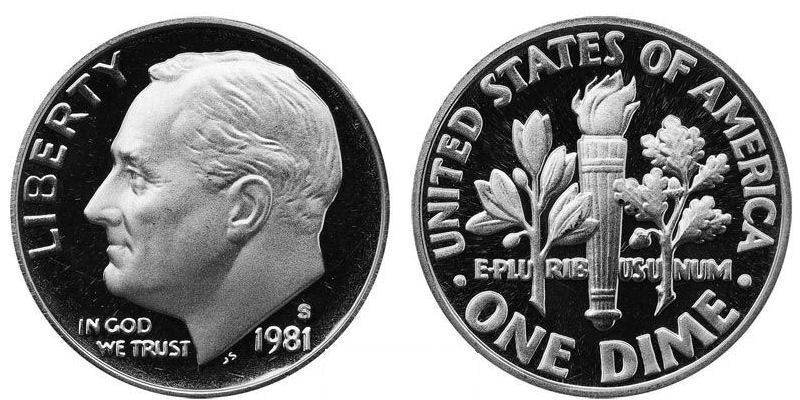 1981 S GEM BU PROOF ROOSEVELT DIME 10 CENT BRILLIANT UNCIRCULATED PF COIN #8842