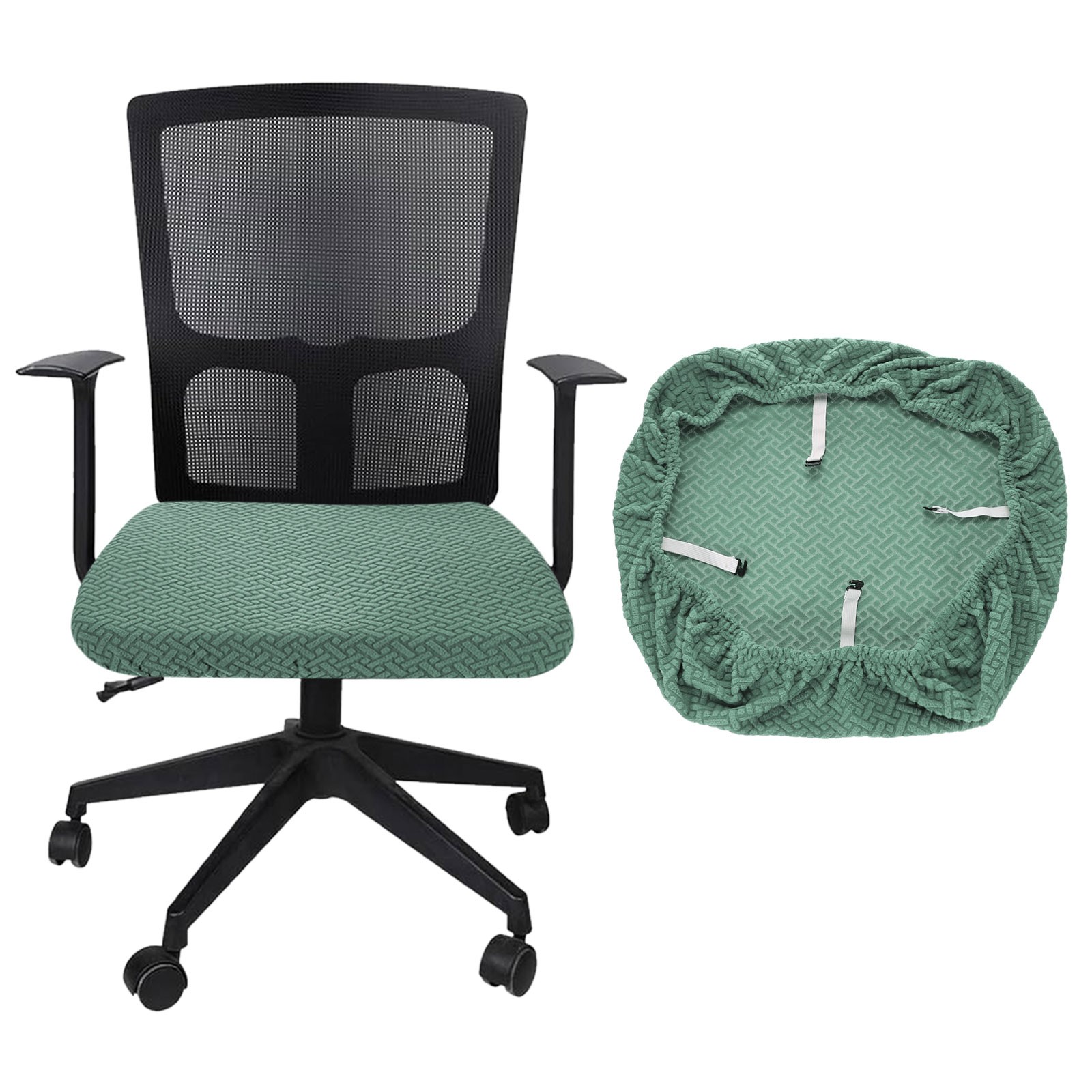 Office Chair Cover, 46-54cm Jacquard Computer Chair Seat Slipcover, Light Green