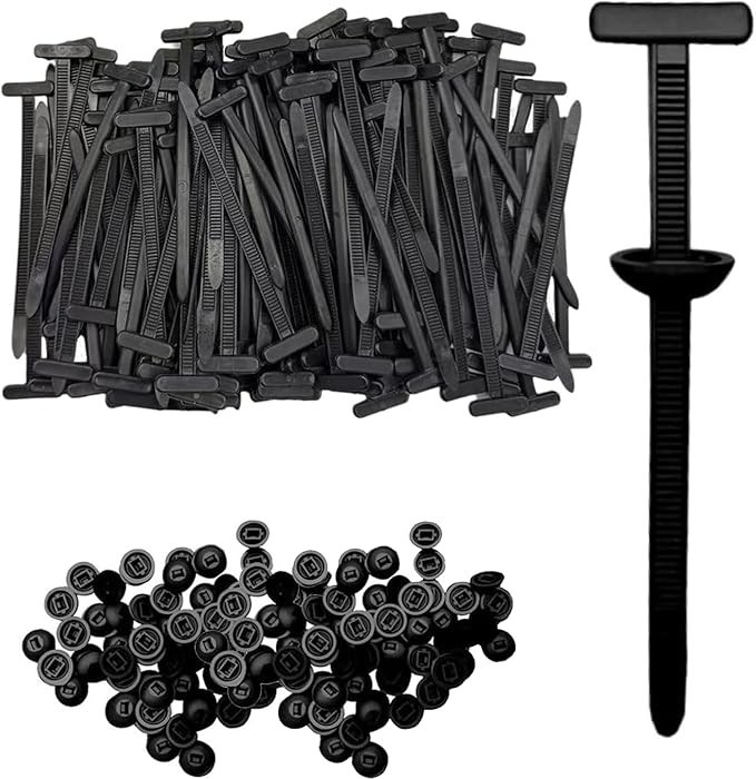 100 Pcs Universal Cable Tie Buckle for Car, T Style Automotive Zipper Clip