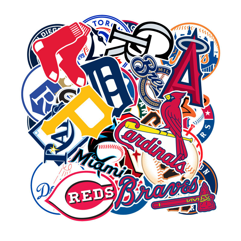 Complete 30 MLB Baseball Teams Logo Decals Stickers for Luggage/Laptop
