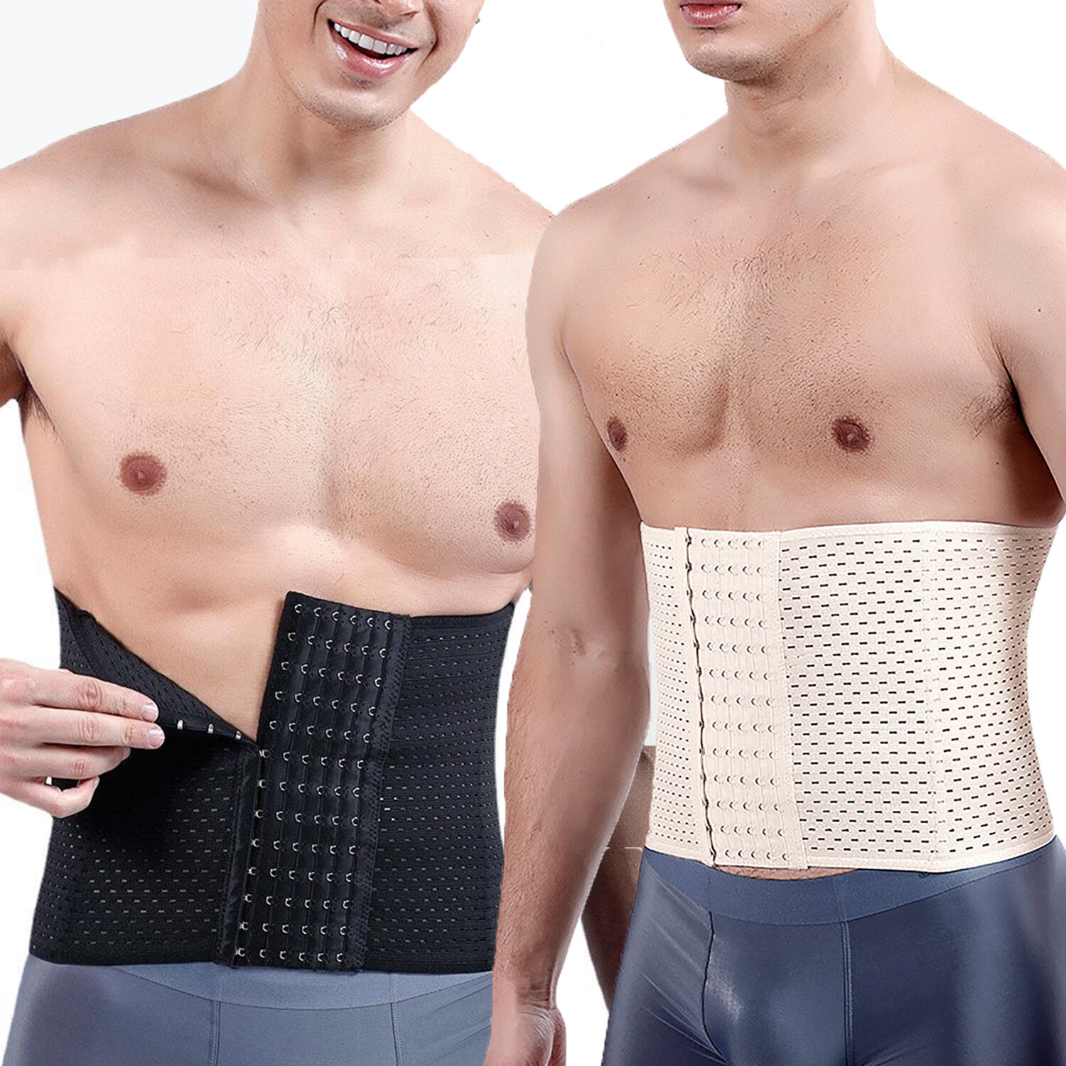 Men Corset Waist Trainer Body Shaper Shapewear Cincher Tummy Belt Sports Girdle