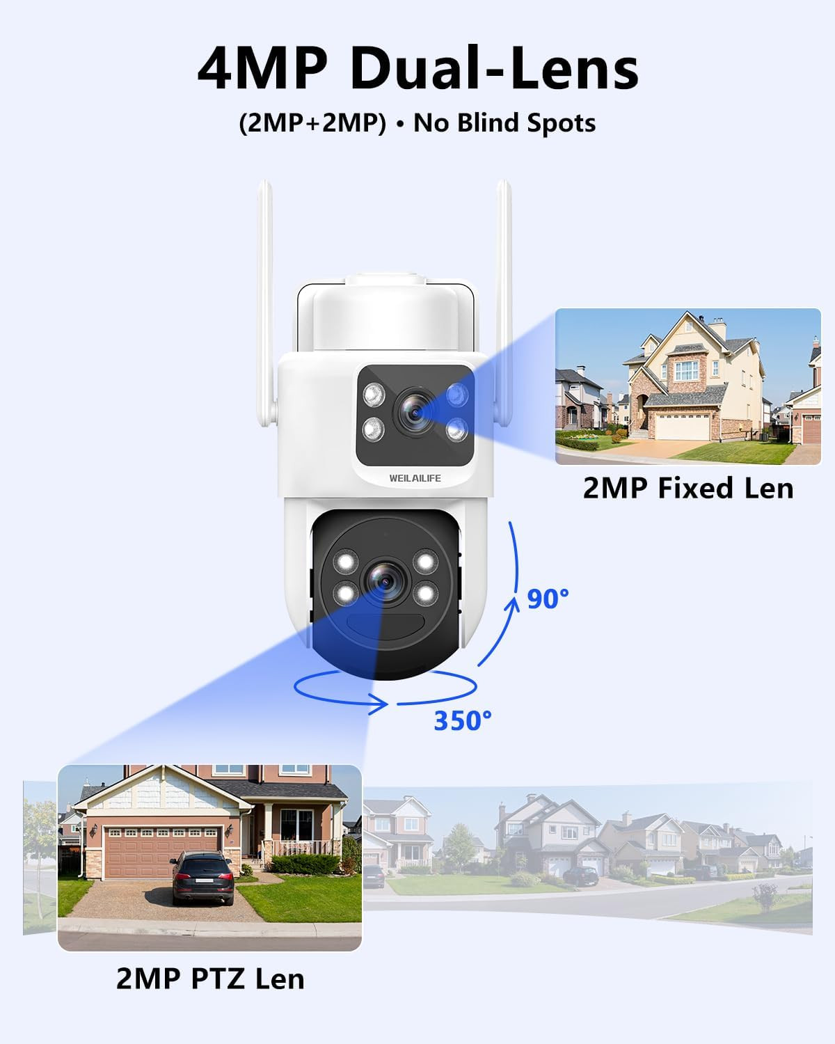 【Auto Tracking & 2-Way Audio】 4MP Solar Powered Extend PTZ Camera, Wireless Outd