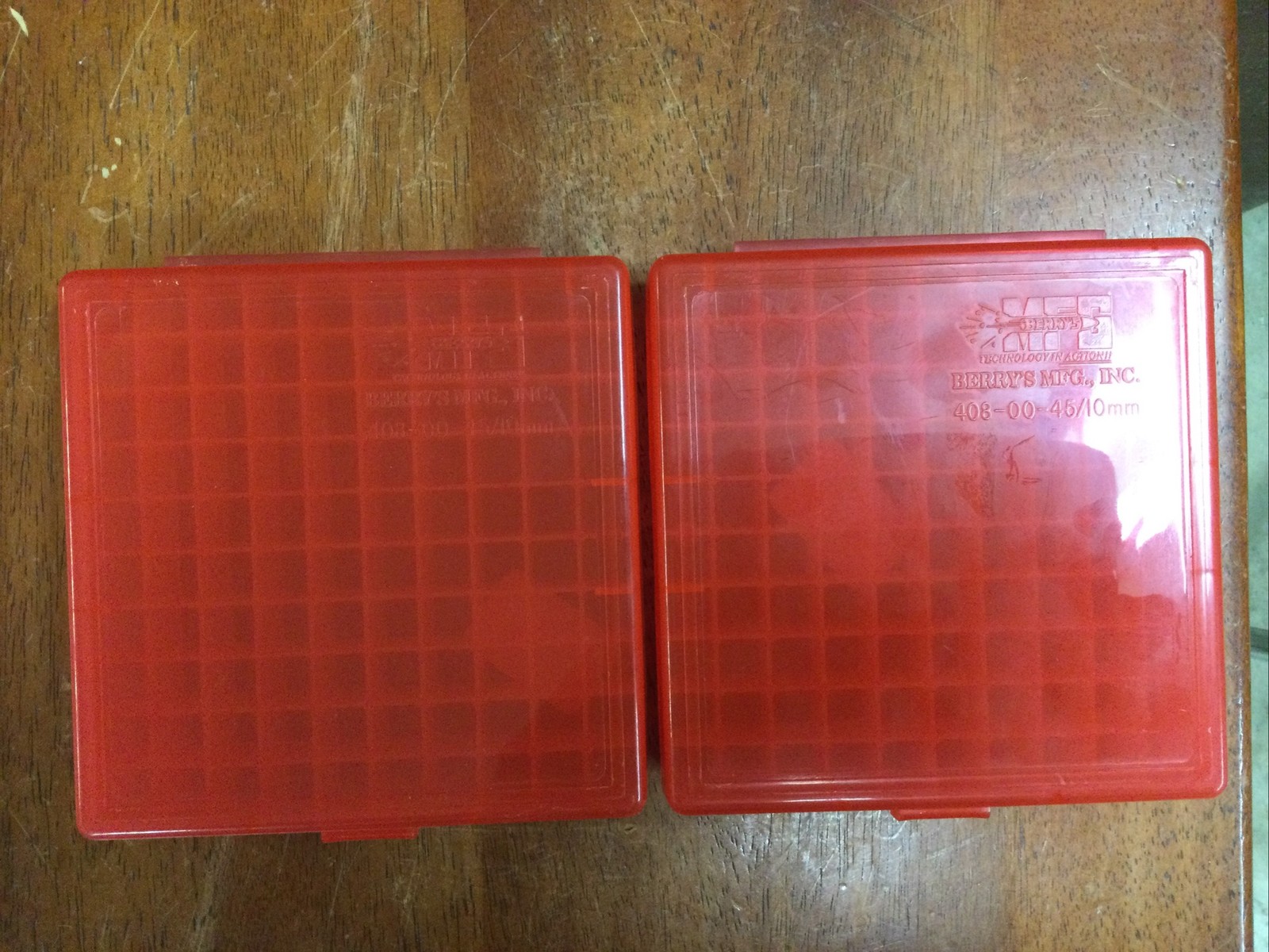 Set of 2 BERRY'S Plastic AMMO Single Box 50 ROUND 408-00-45 45ACP