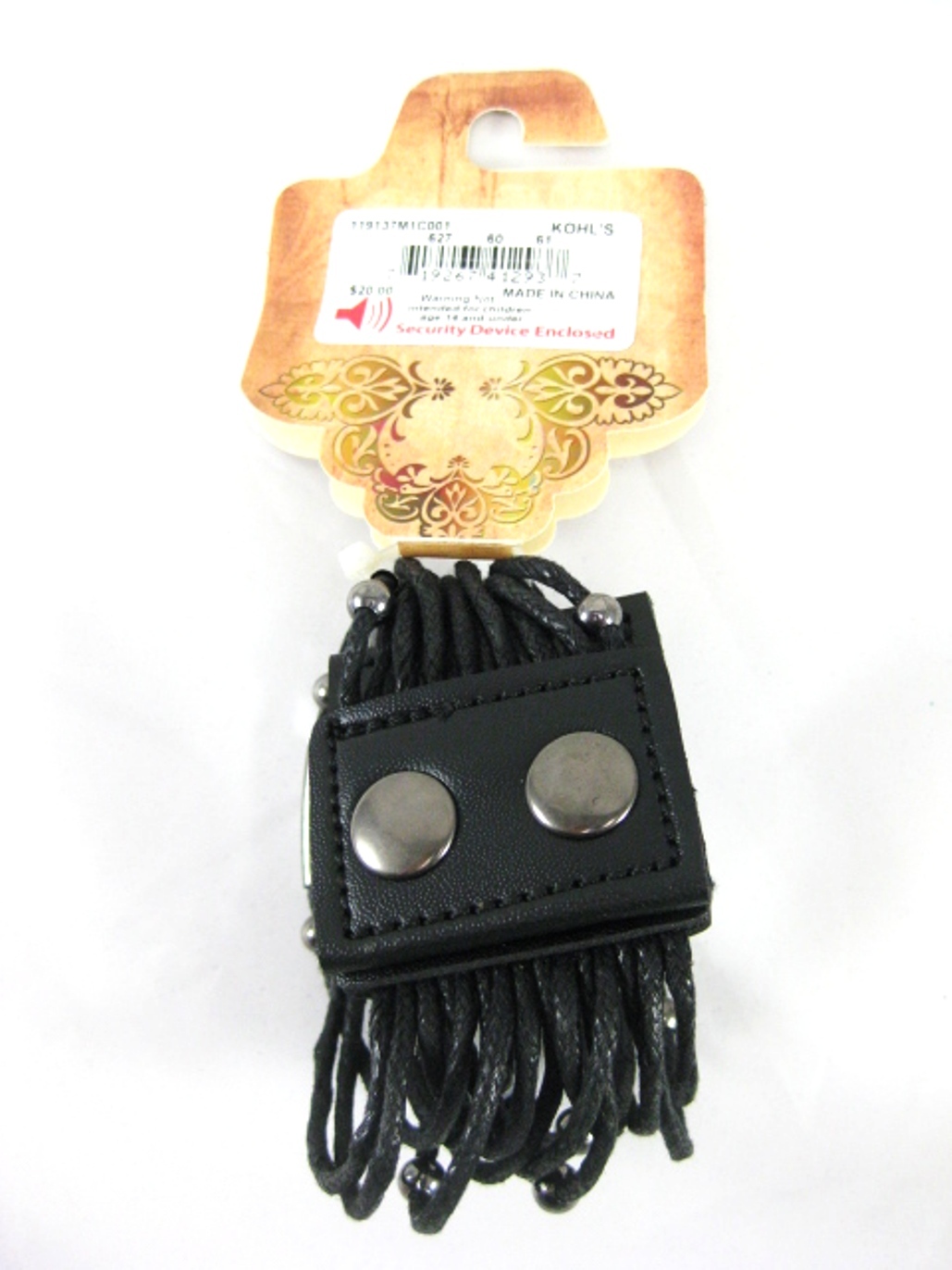 Multi Strand Black Leather Bracelet with Hematite Sliders & Balls by Mudd #B1004