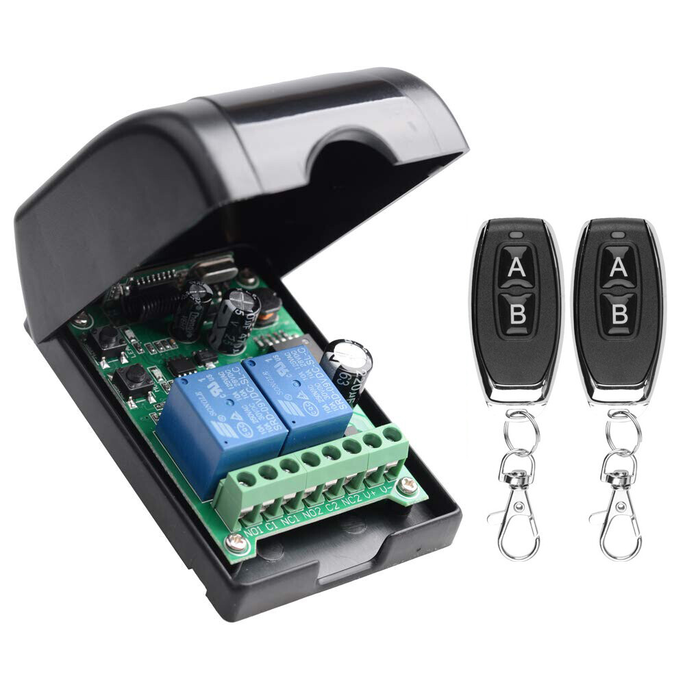 12V 2CH Channel Relay RF Wireless Remote Control Switch 2 Transmitter+Receiver