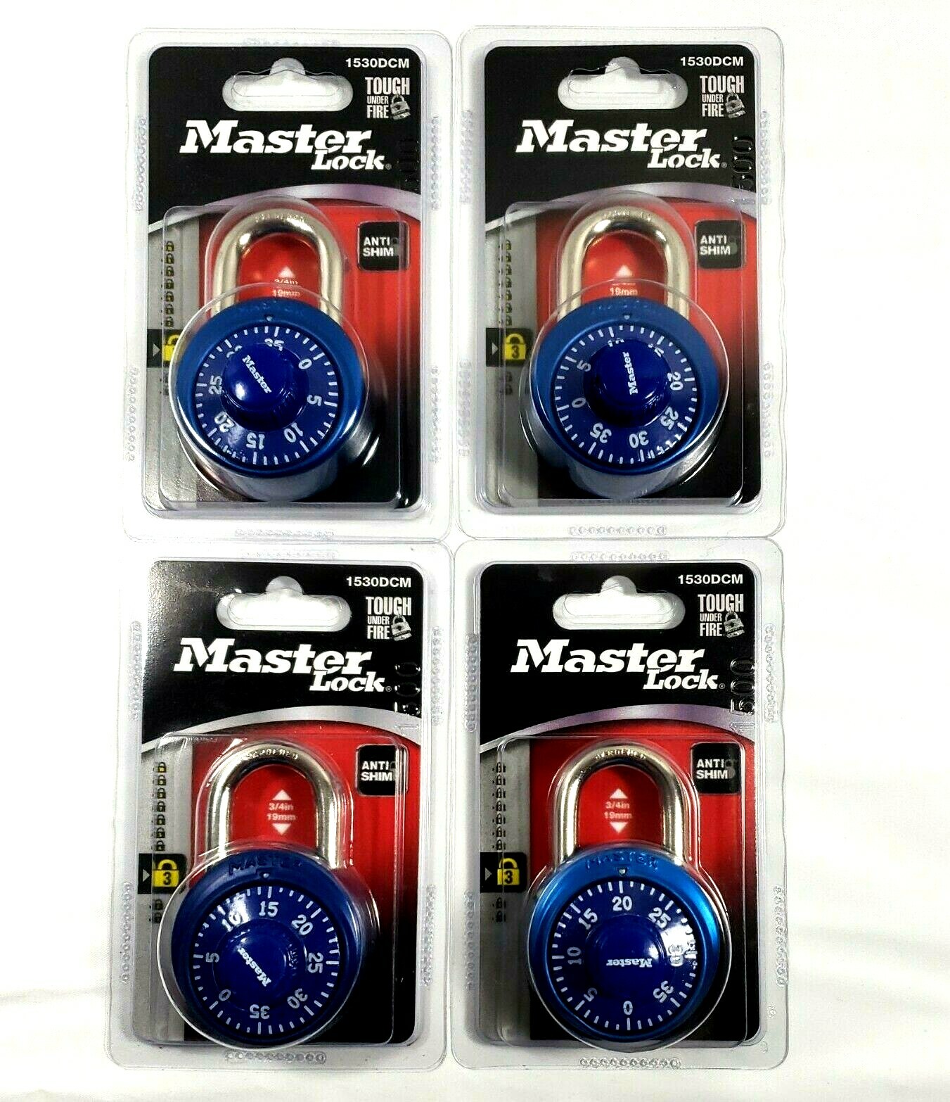 MASTER LOCK Combination Lock 1530DCM BLUE - Lot of 4