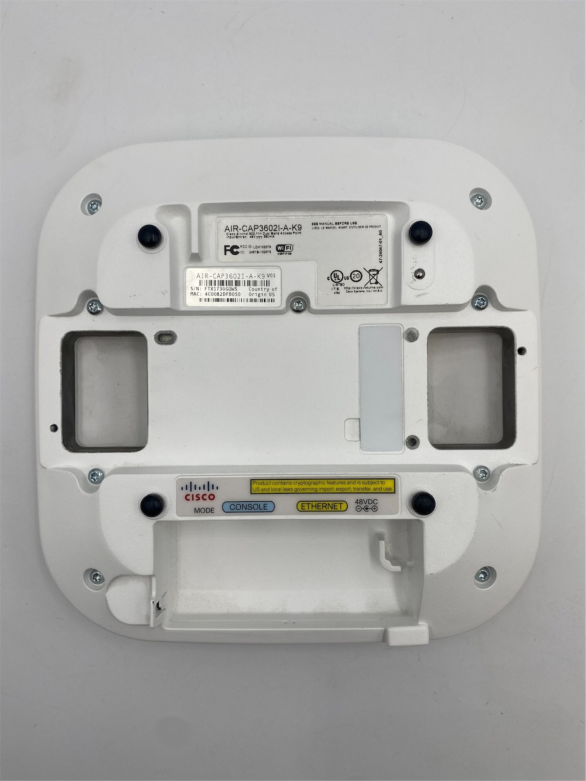 Cisco Aironet 3602i Wireless Access Point w/mounting bracket AIR-CAP3602I-A-K9