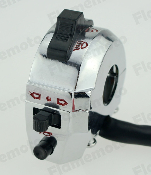 Motorcycle 7/8" High/Low Beam~Turn Signal~Horn Left Switch Aluminum Chrome