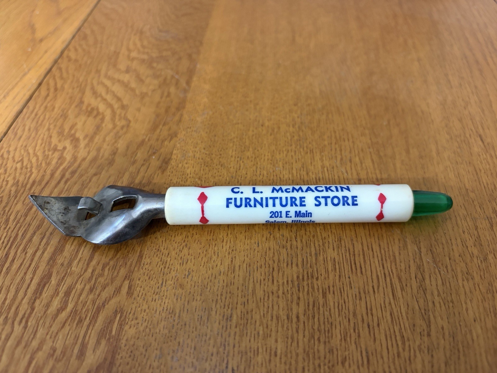VINTAGE C.L. MCMACKIN FURNITURE STORE SALEM IL ADVERTISING BOTTLE OPENER