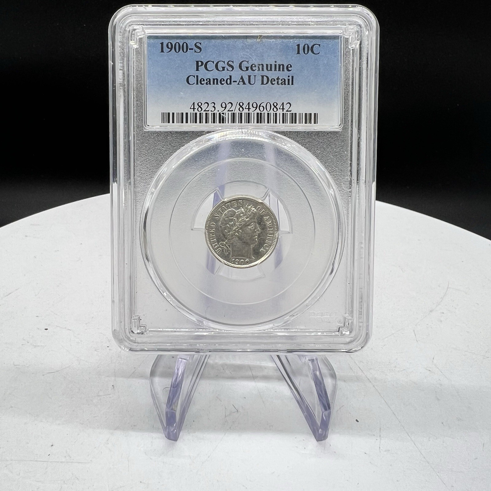 1900-S 10c Barber Dime Cleaned AU Detail PCGS