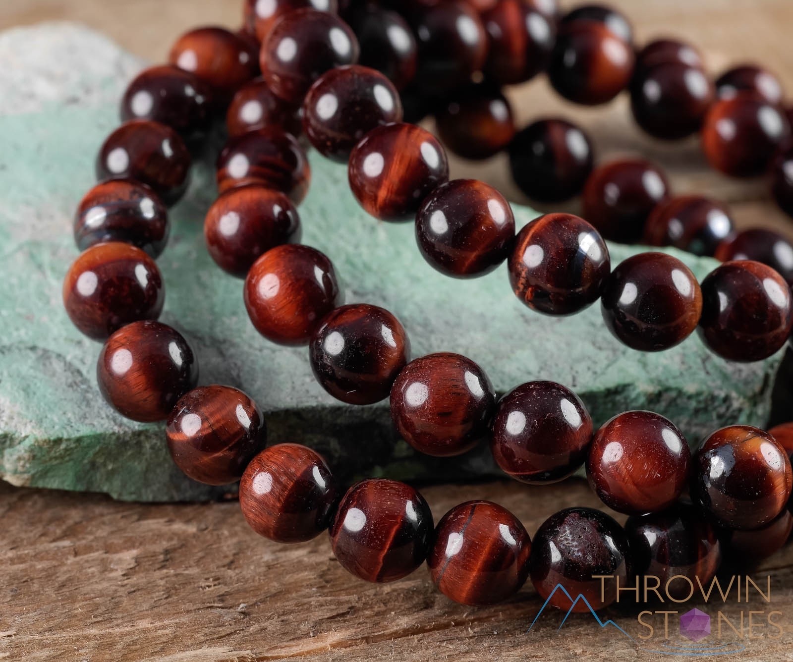 Red TIGERS EYE Crystal Bracelet - Round Beads - Beaded Handmade Jewelry, E0580