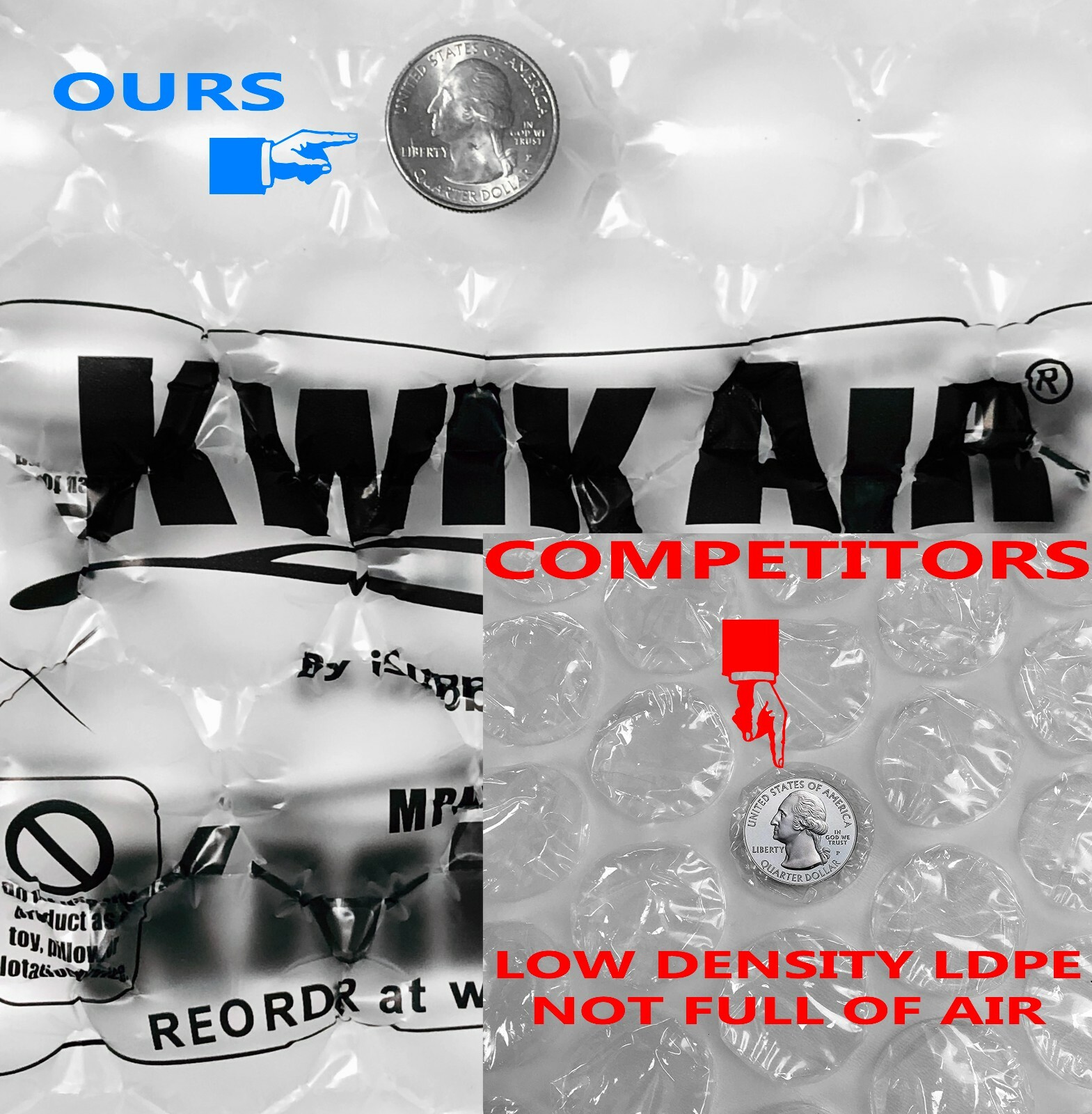 KwikAir® Bubble Cushion Wrap Roll 300' x 12" LARGE 1/2" Bubbles Perforated 10"