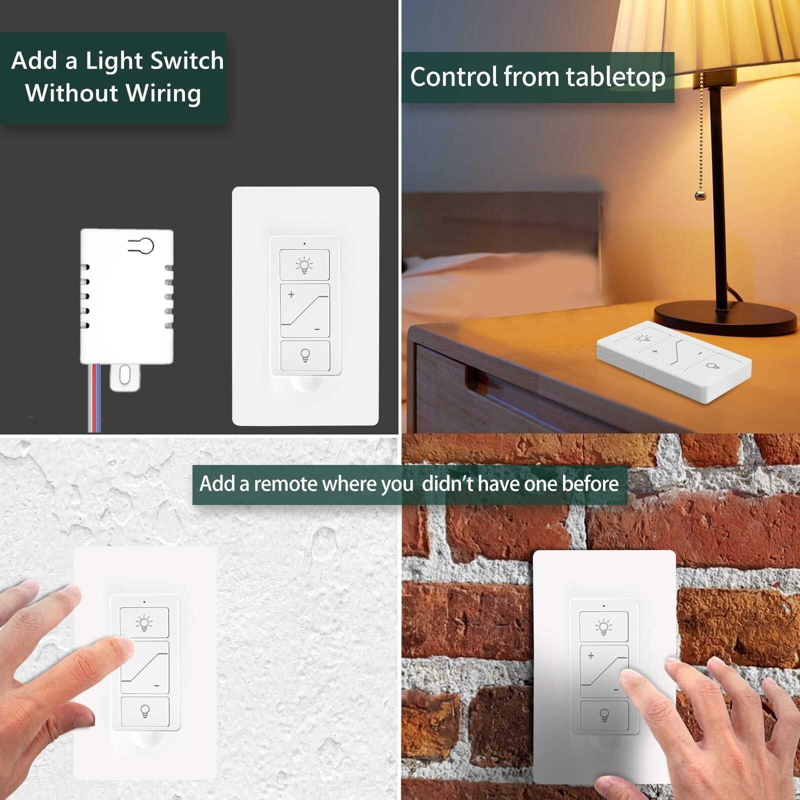 Smart Wireless Light Switch Kit No Wiring Dimmer Remote Control Work with Alexa