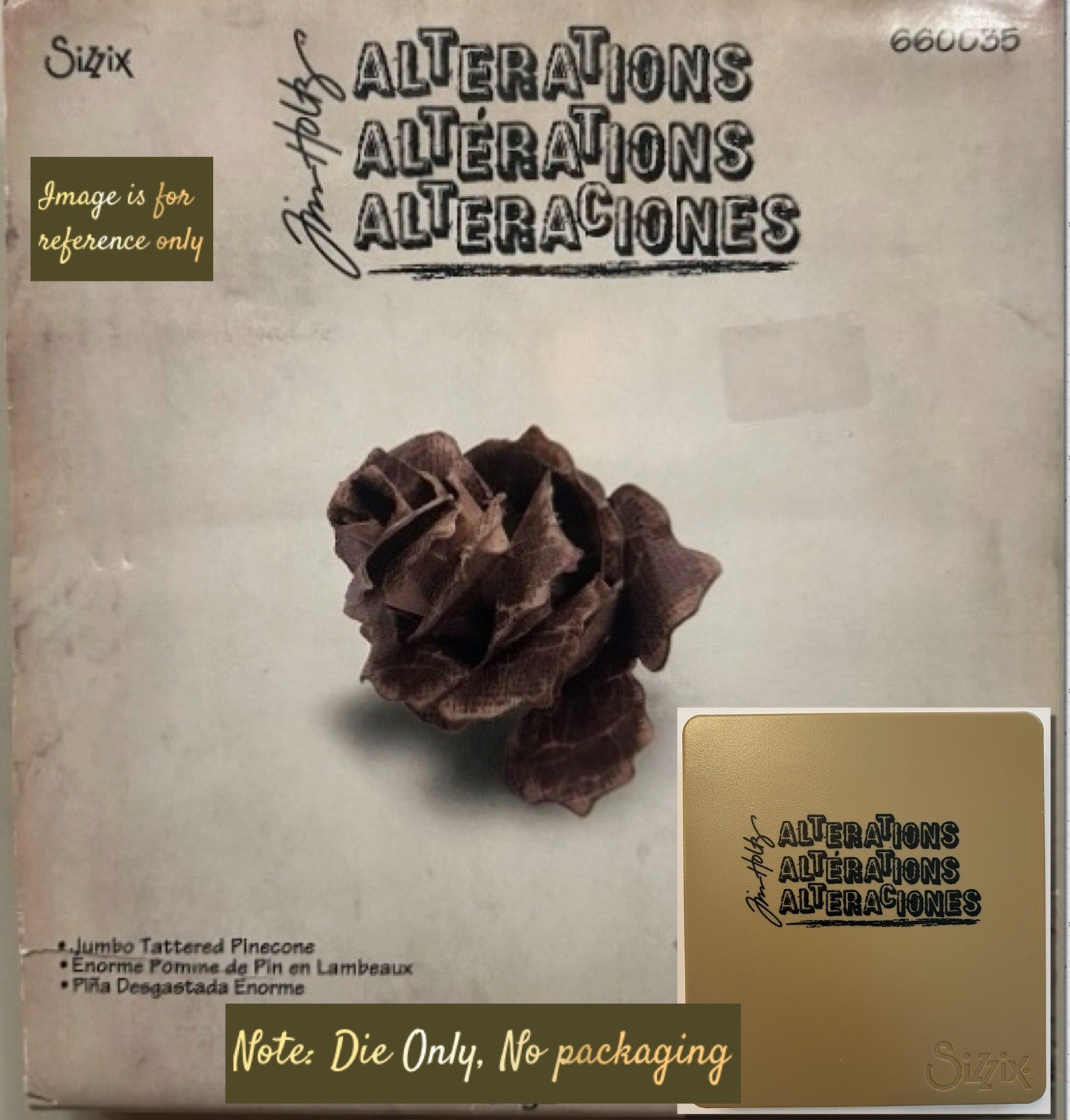 Tim Holtz Jumbo Tattered Pinecone Sizzix Die 660035 Bigz Alterations Die Only