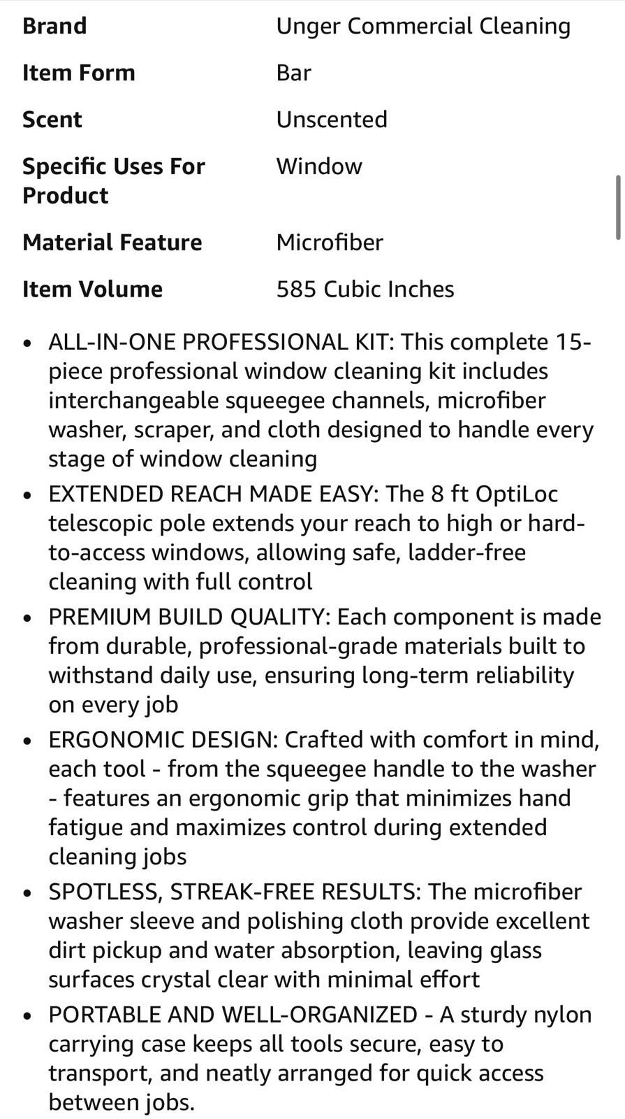 Unger Commercial Window Cleaning Kit - Complete ErgoTec Set