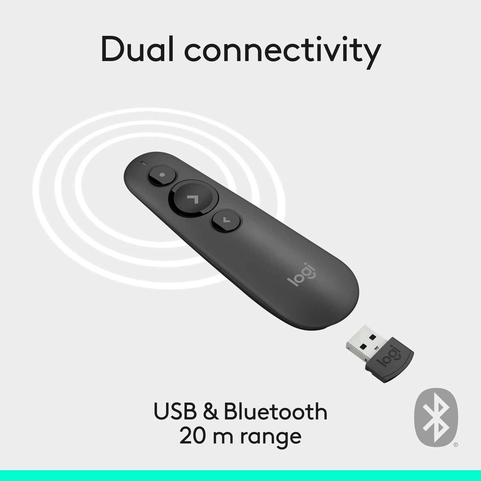 Logitech R500s Laser Presentation Remote Clicker with Dual Connectivity