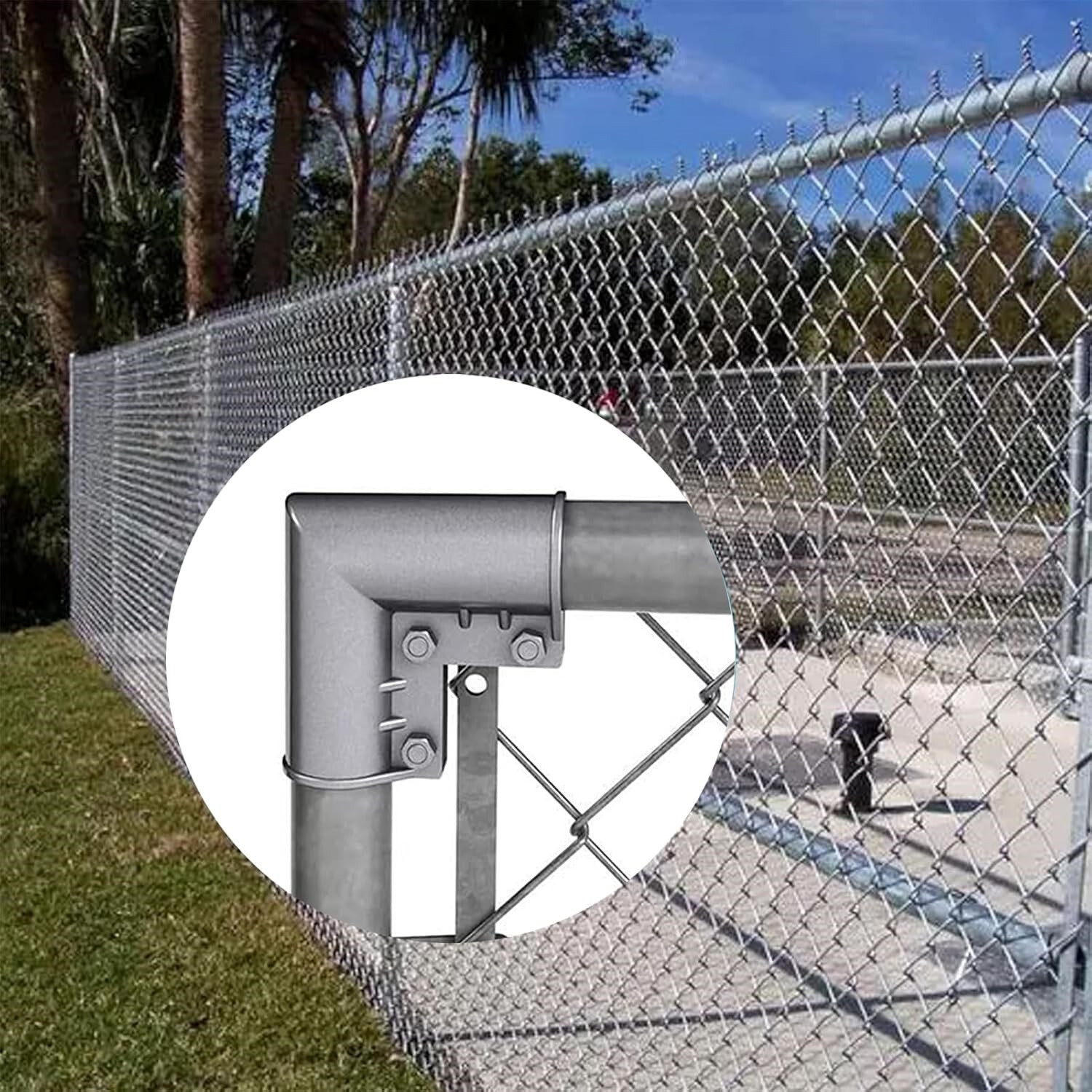 4pcs Aluminum Gate Corners Chain Link Fence Gate Elbows for 1-3/8" Diameter Pipe