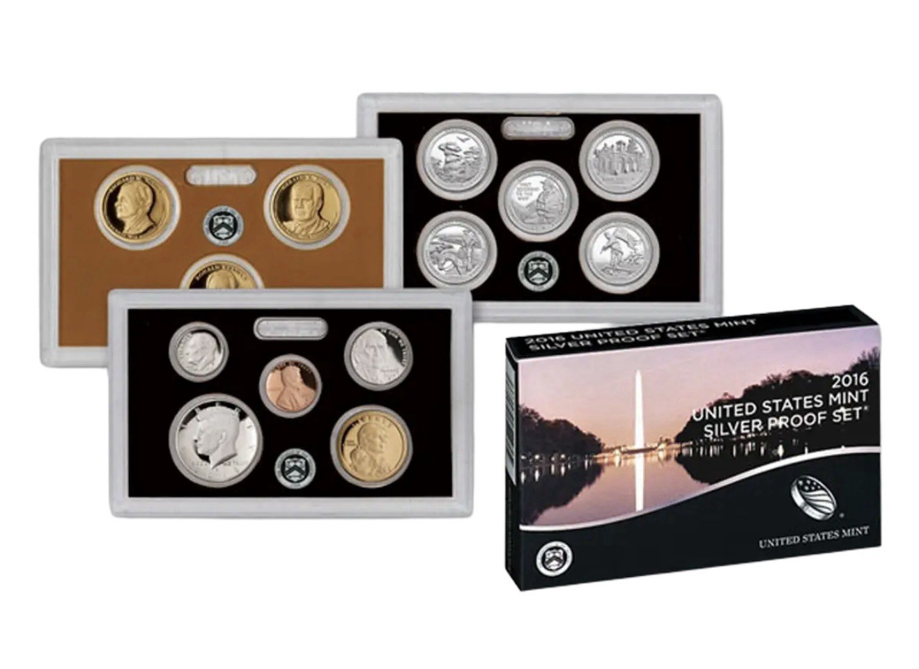 US Mint 2016 Silver Proof Coin Set With Box and COA Uncirculated 13 Coin Set
