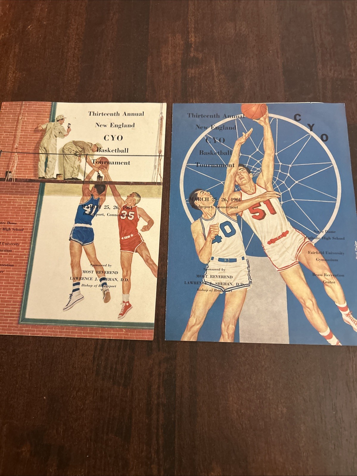 1961 New England CYO Basketball Program 13th Annual Cool Artwork- 2 Different!