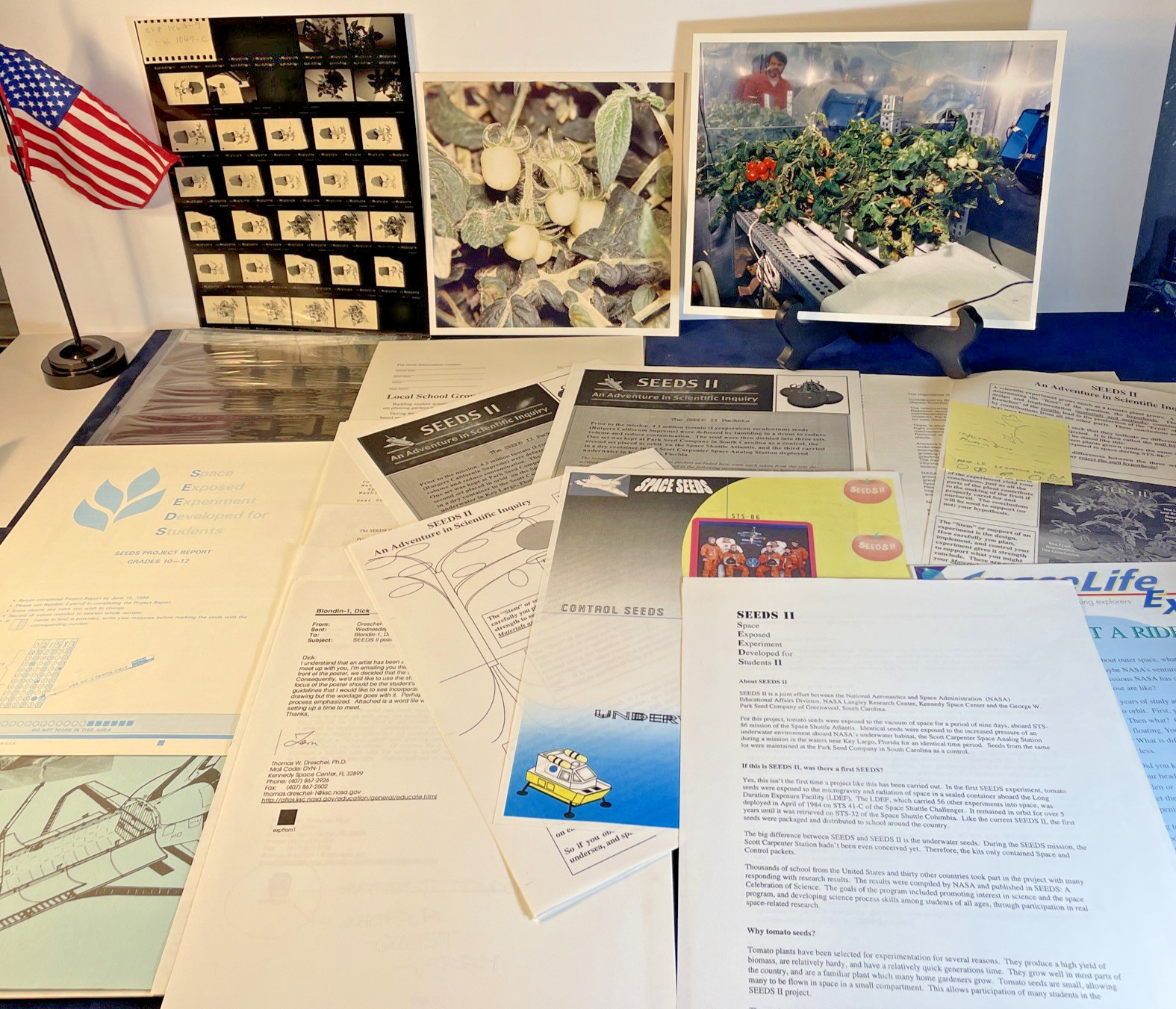 1991 NASA Seeds Project LOT Film-Org Photos-Letters-Brochures-Paperwork 90's