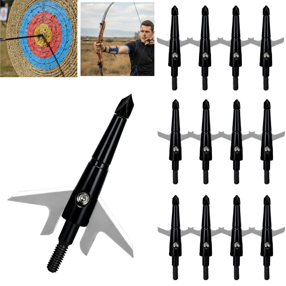 Archery Broadheads 100 Grain Fixed Blades for Traditional Bow and Compound Bow