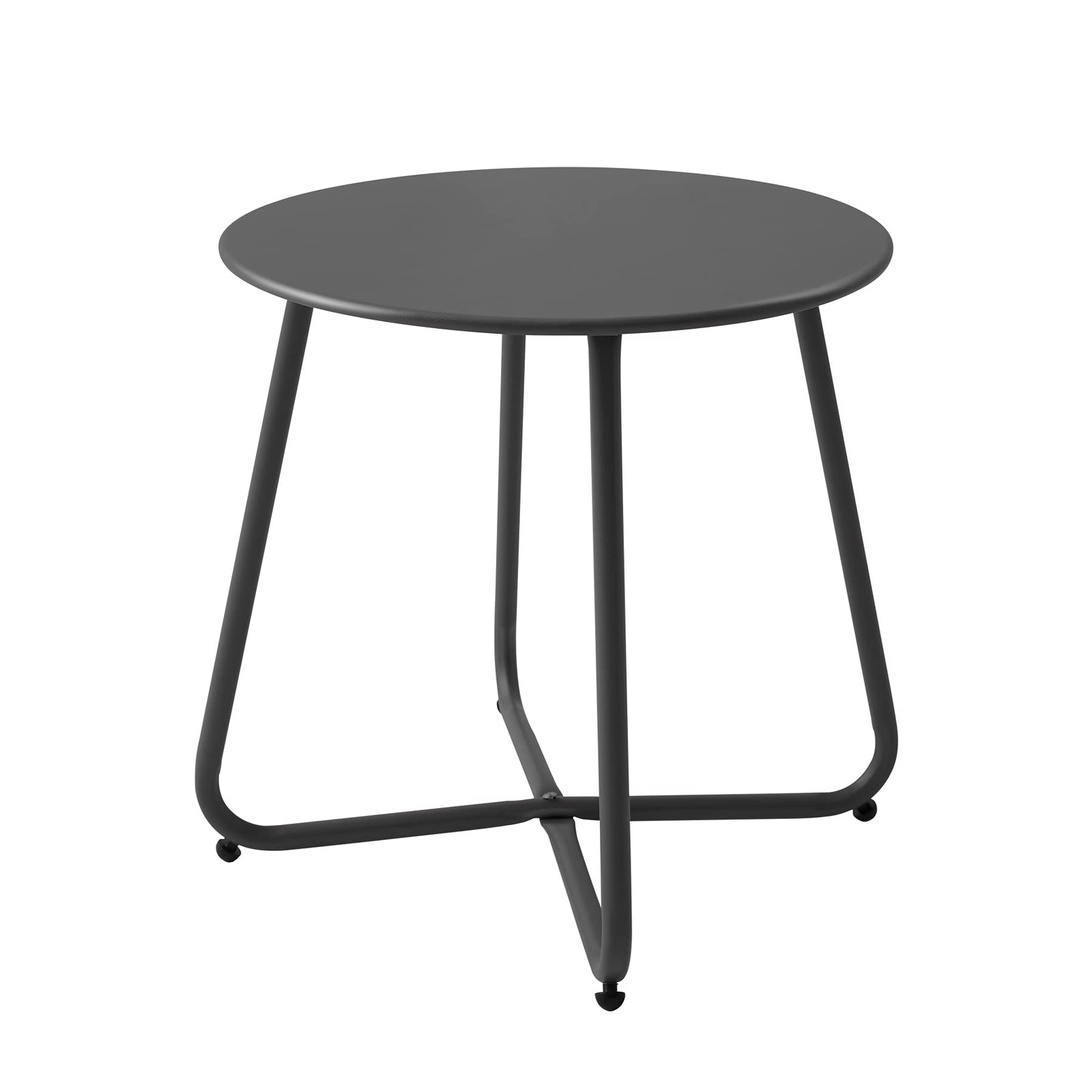 Patio Small Side Table Waterproof Round Metal Steel Weather Resistant Portabl...