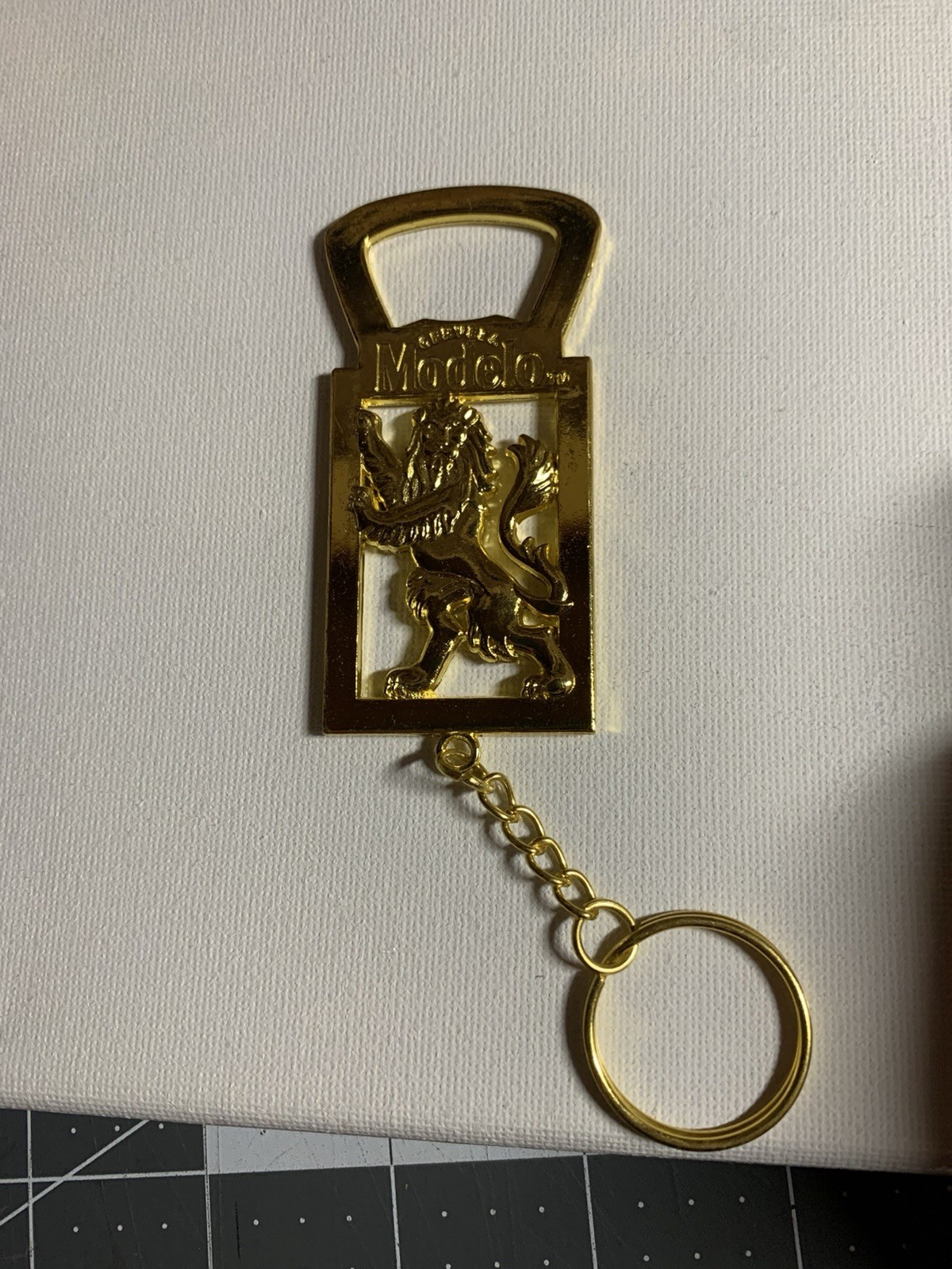 Vintage Gold Tone Modello Bottle Opener Keychain!!
