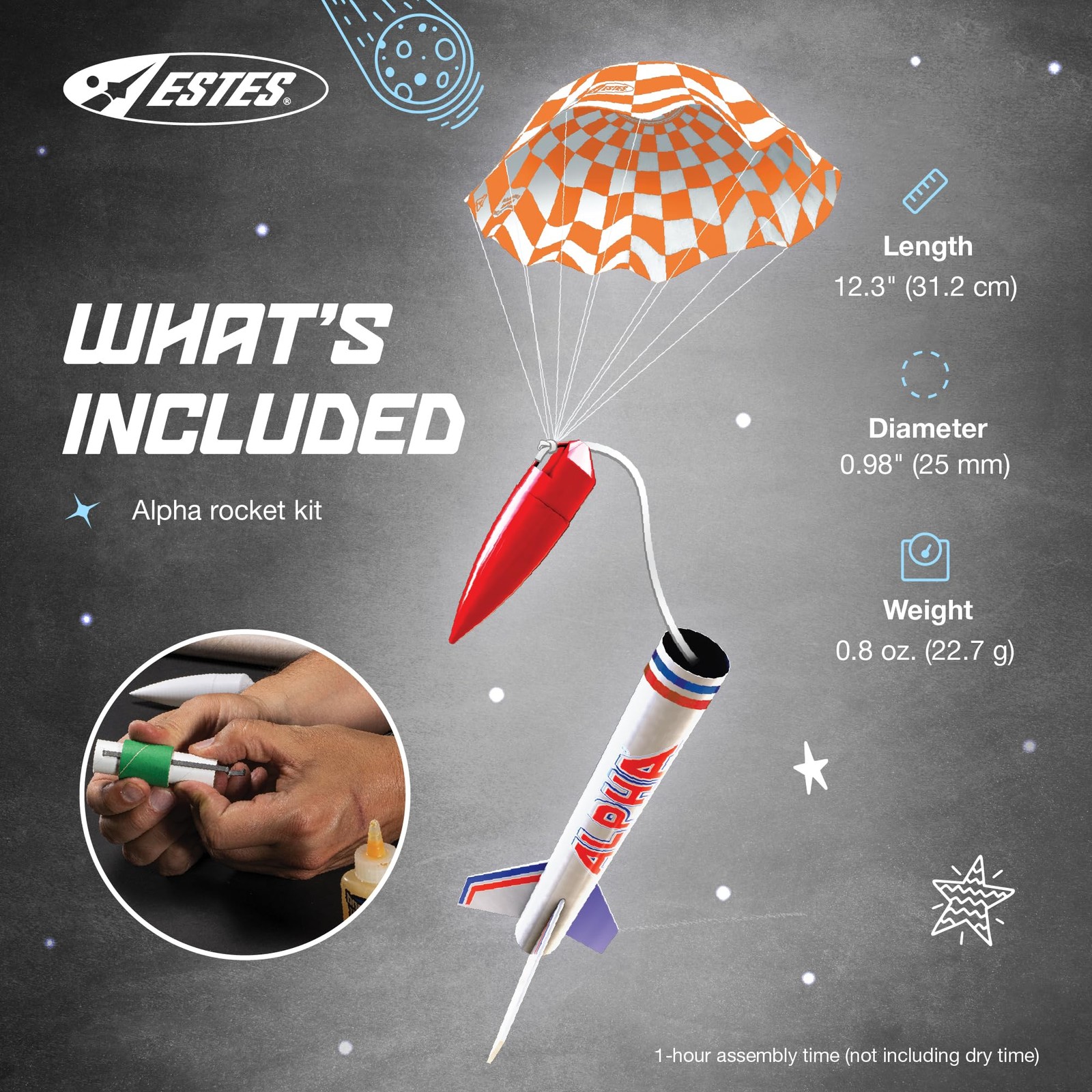 Estes 1225 Alpha Rocket-Building Kit, Intermediate Flying-Rocket-Model Kit