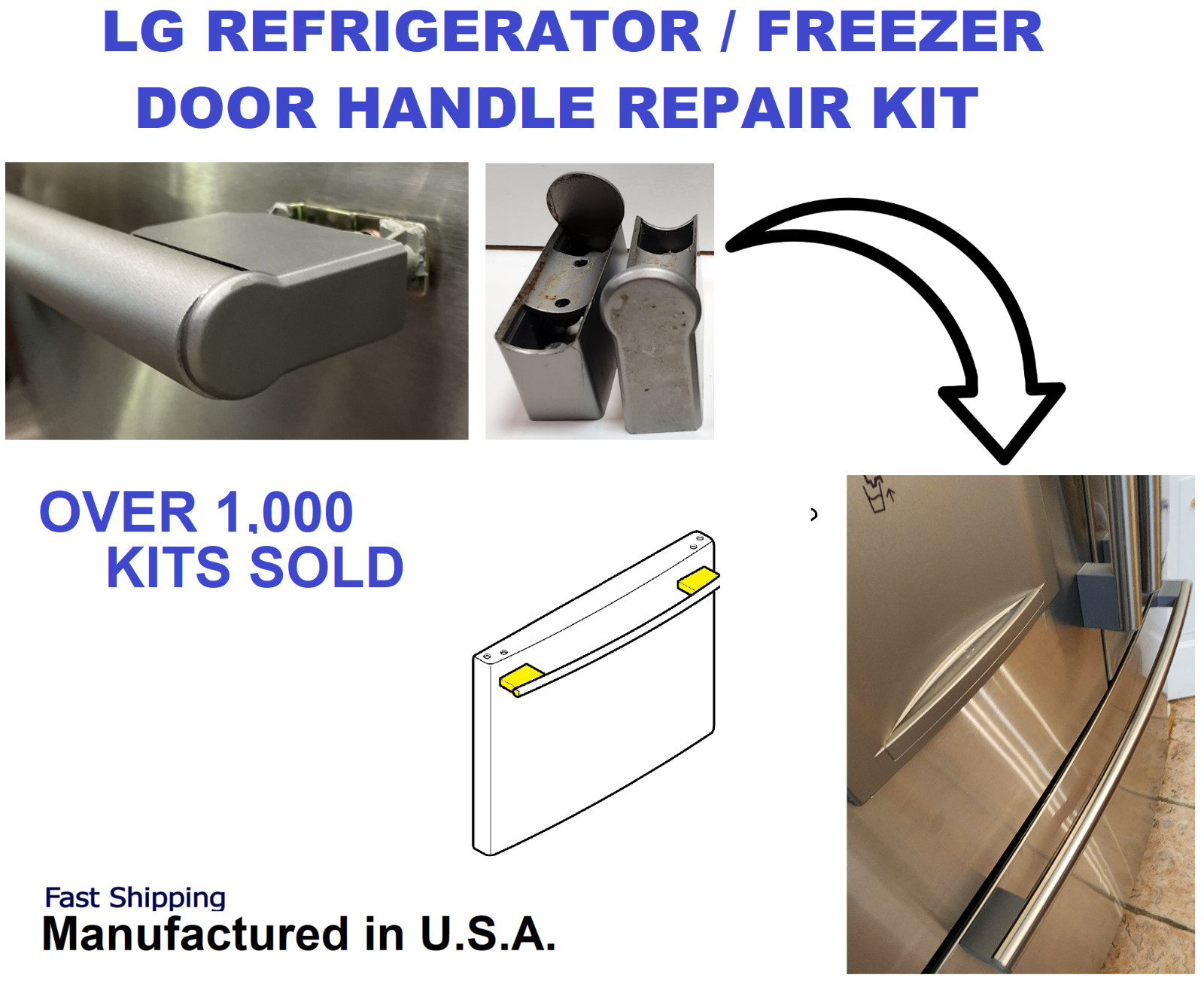 LG LRFD25850ST Repair Kit for Freezer Handle part number 3651JA2268G