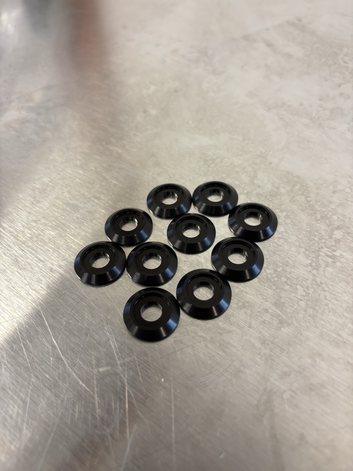 1/4" BILLET ALUMINUM WASHERS ANODIZED BLACK (10x) MADE IN USA!