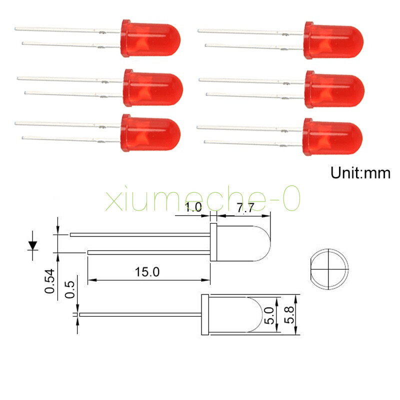 100Pcs LED 5MM RED COLOR RED LIGHT Super Bright Bulb Lamp NEW