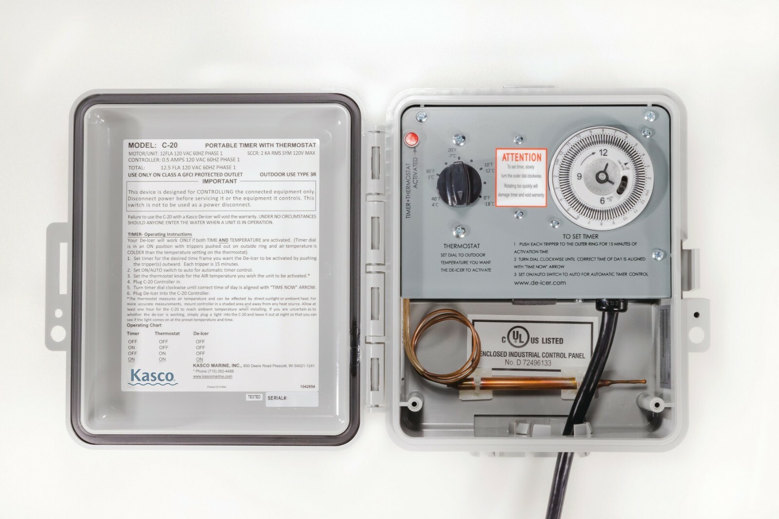 Kasco De-Icer C-20 Thermostat Control Box, Time and Temperature Controller