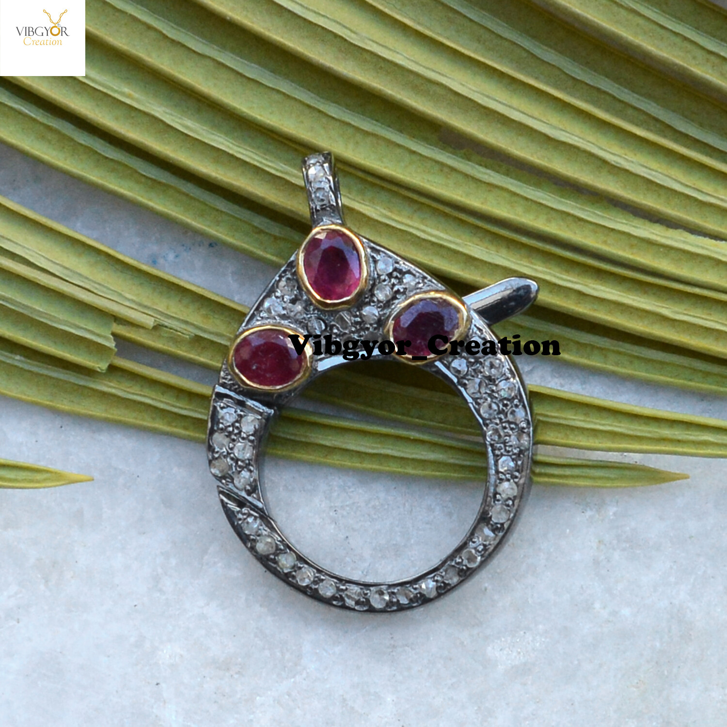 Pave Diamond Lobster Clasp Lock 925 Solid Silver Ruby Gemstone Finding Jewelry