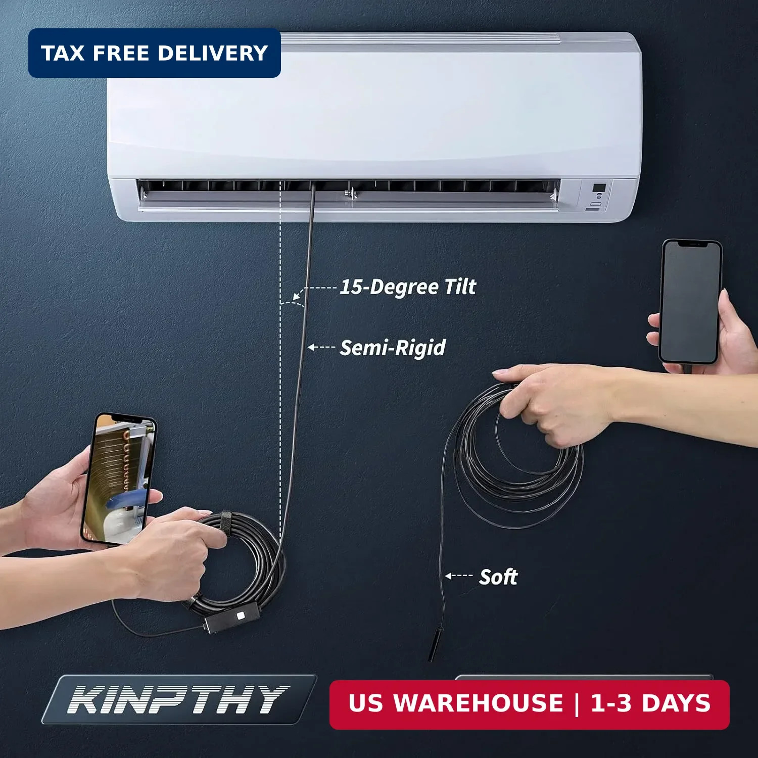 Endoscope Camera with Light,1920P HD Borescope Tools with 8 Adjustable L