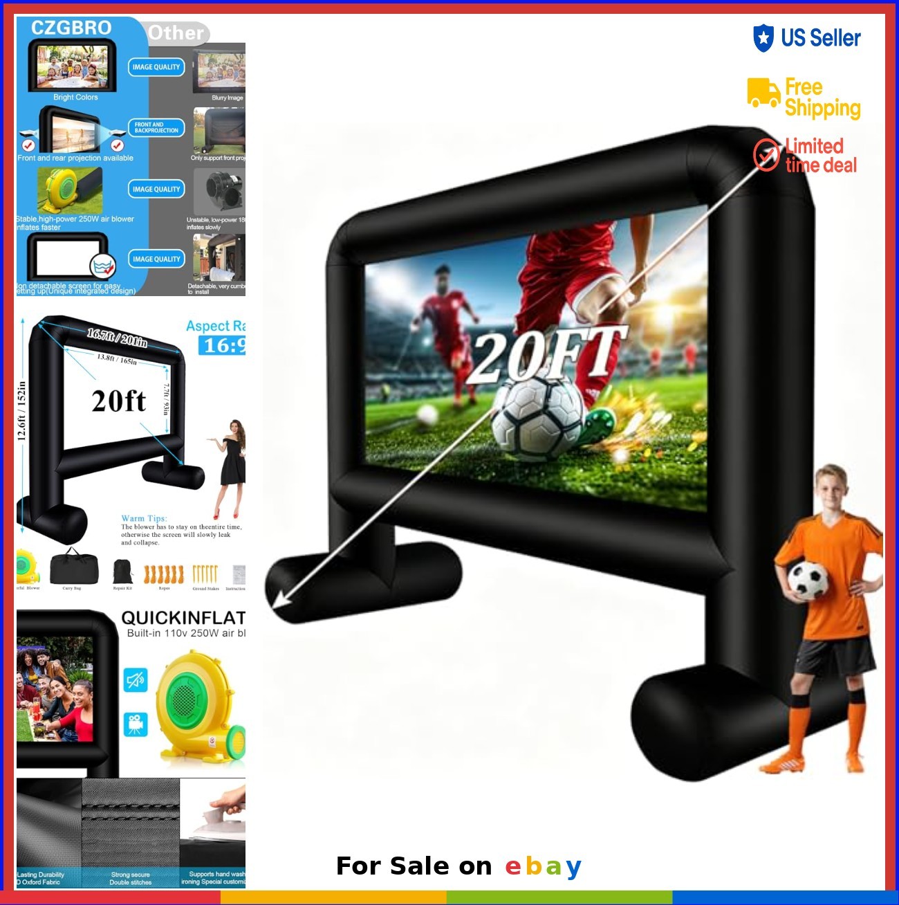 Inflatable Projector Screen 20FT Outdoor Movie Screen Front Rear Projection