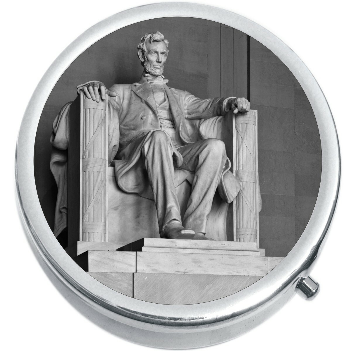 Abraham Lincoln Statue Medicine Vitamin Pill Box