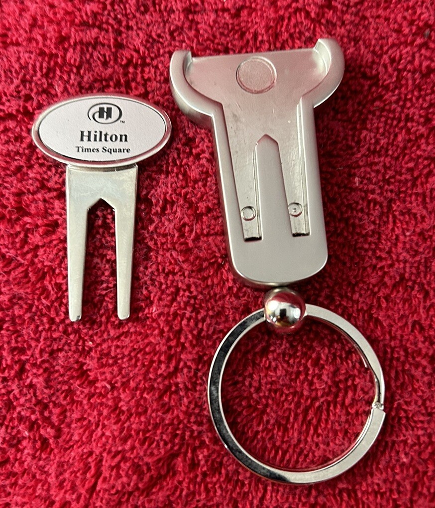 Hilton Times Square key Chain Metal magnetic Golf Ball Divot Tool