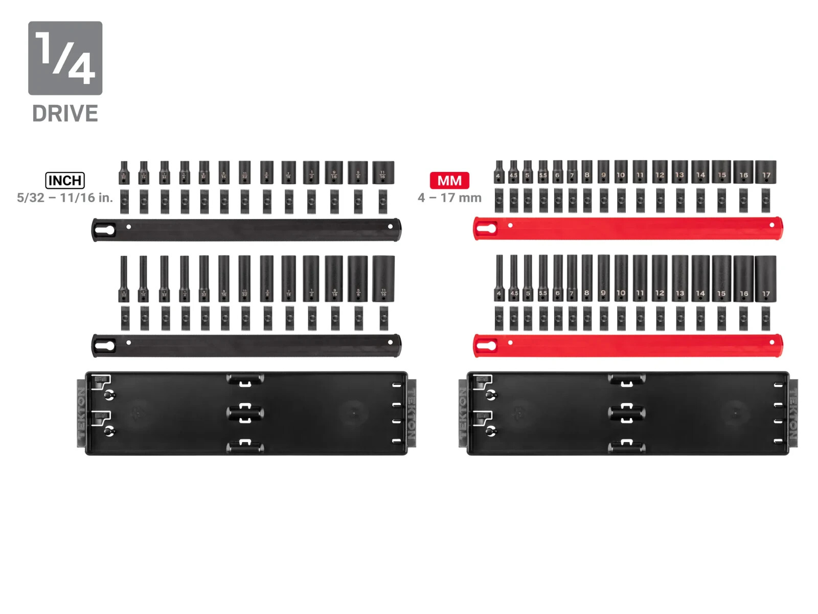 1/4, 3/8, 1/2 Inch Drive 6-Point Impact Socket Set , 230-Pc. Tekton SID99200