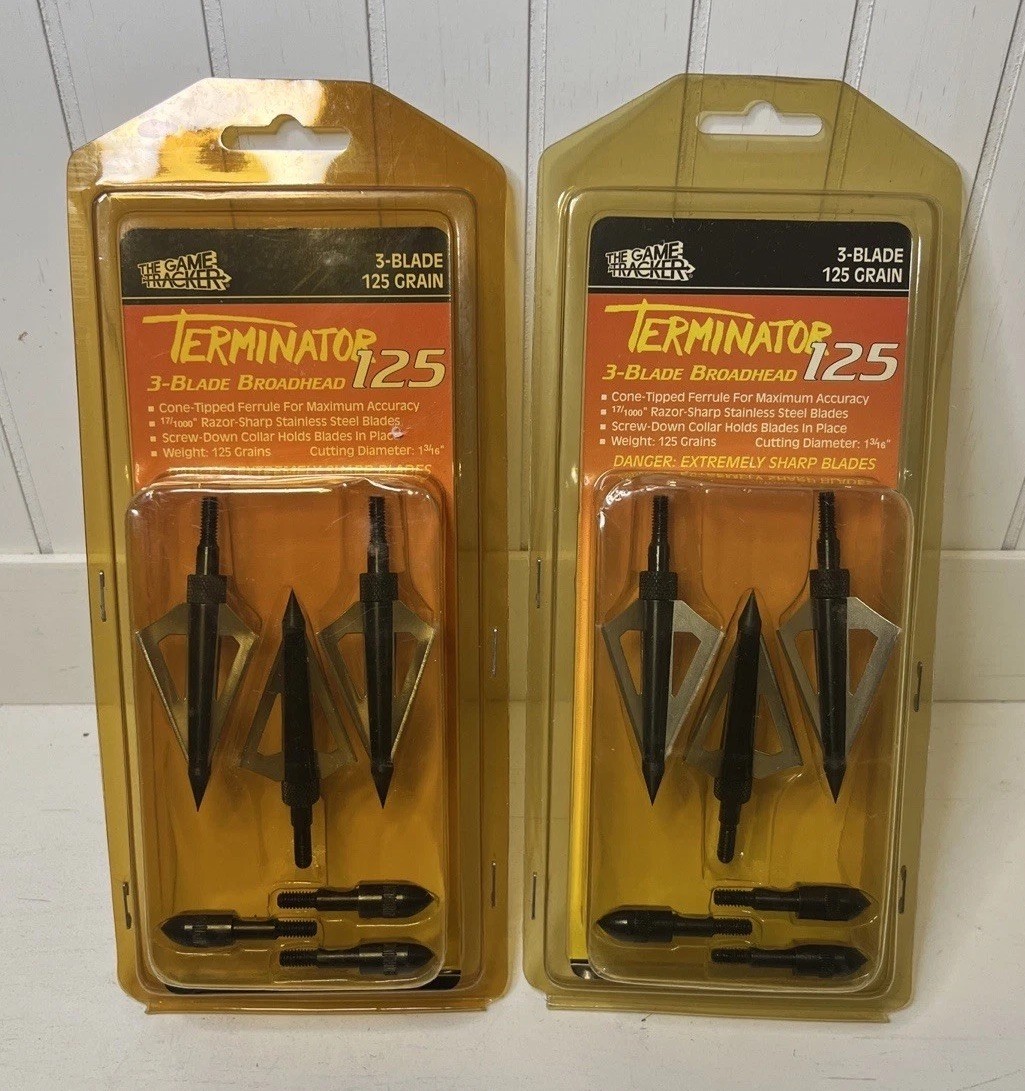 2 Packs The Game Tracker Terminator 125 Grain 3-Blade Broad Heads NOS